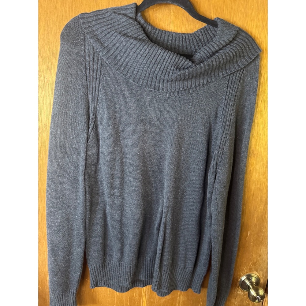 Jeanne Pierre Women Charcoal Gray Cowl Neck 100% Cotton Knit Sweater XL